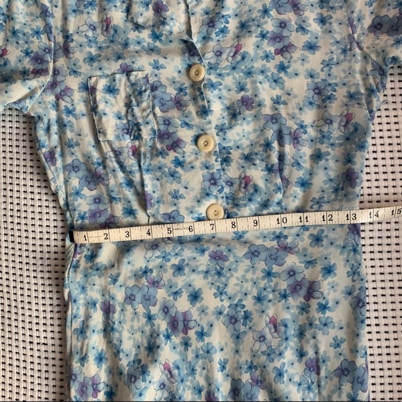 🐳ROUJE Monique Blue Floral Silk Dress - Picture 6 of 7